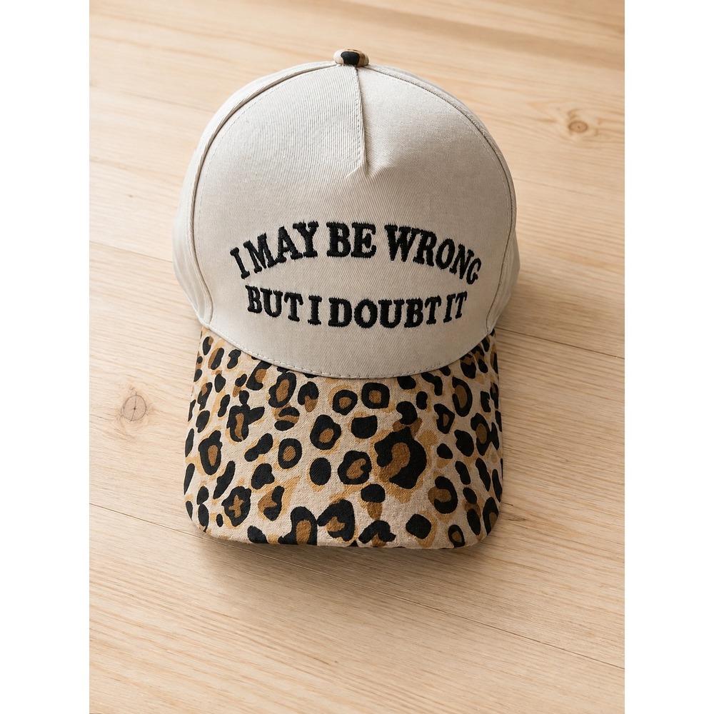 Embroidered Hat I May Be Wrong But I Doubt It Leopard Print Baseball Cap Hat New